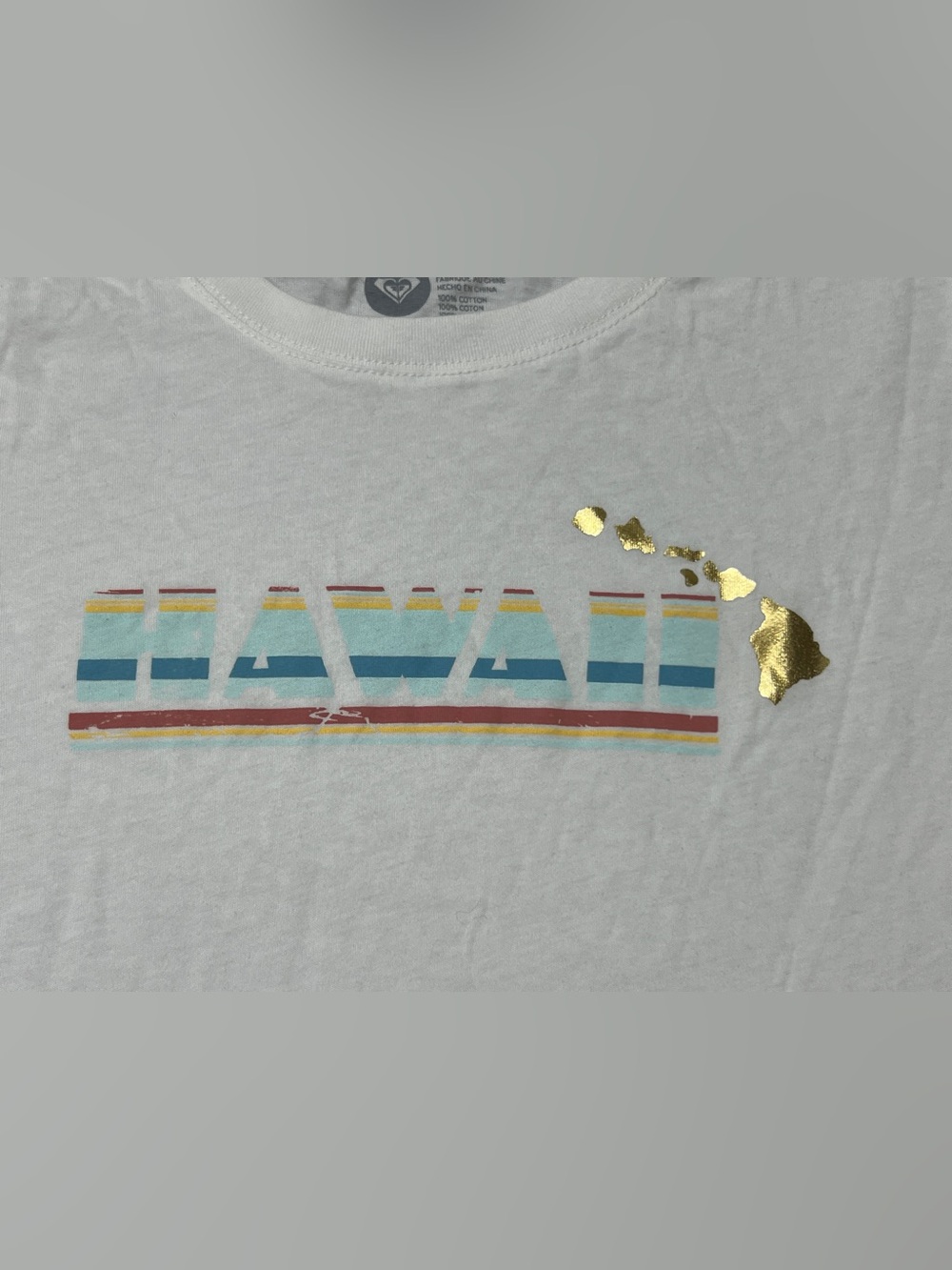 Roxy Keep It Real Hawaii Graphic Tee White Gold T-Shirt XL NWT - Picture 3 of 13